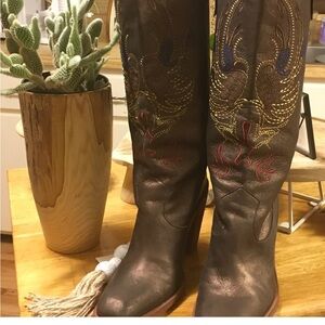 GIANNI BINI leather boots/size 9/ brown